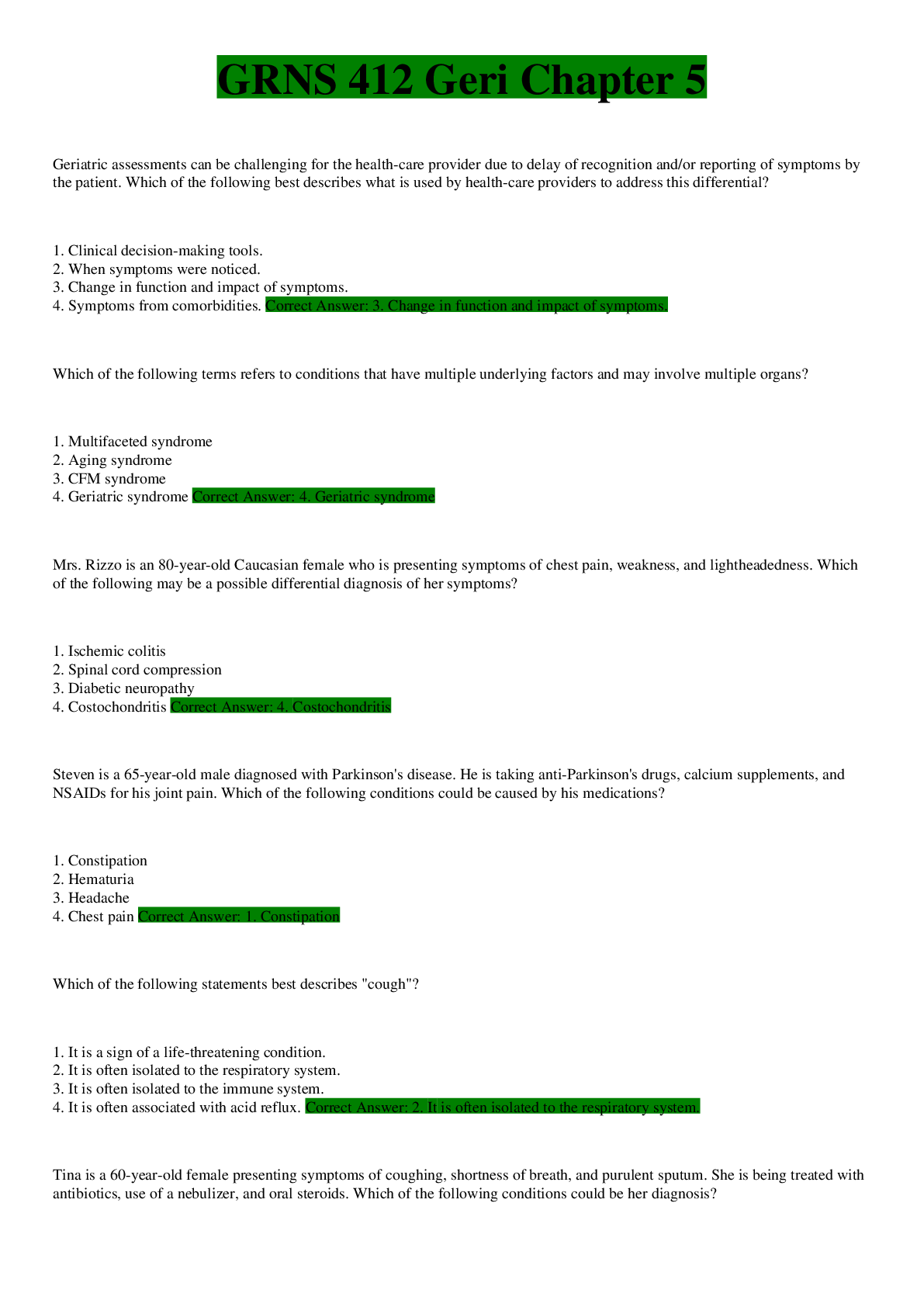 Preview image of GRNS 412 Geri Chapter 5 EXAM GUIDE| SCORES A+ document